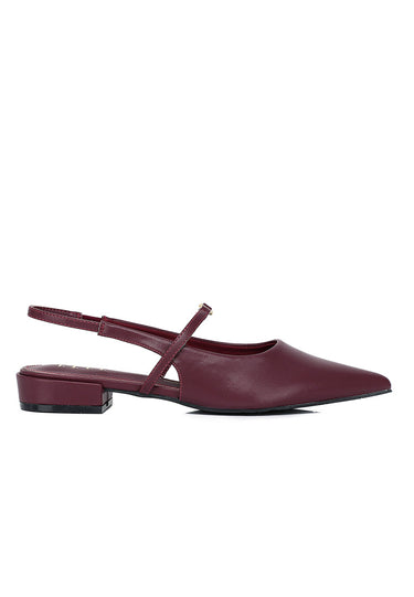 Cherie Slingback Pointed Toe Flats In Burgundy
