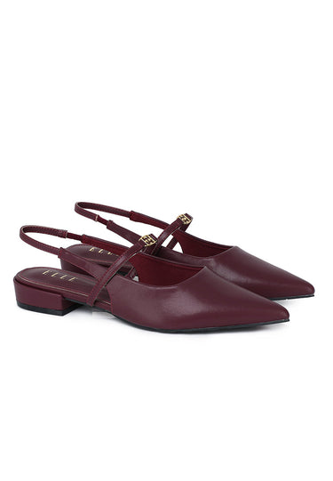 Cherie Slingback Pointed Toe Flats In Burgundy