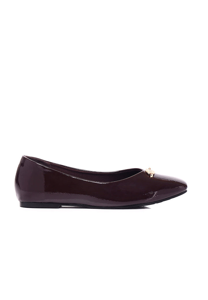 Cindy Patent Flats & Ballerina In Coffee