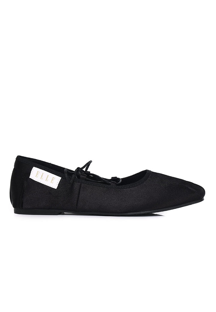 Tiffany Satin Lace-up Ballerinas In Black