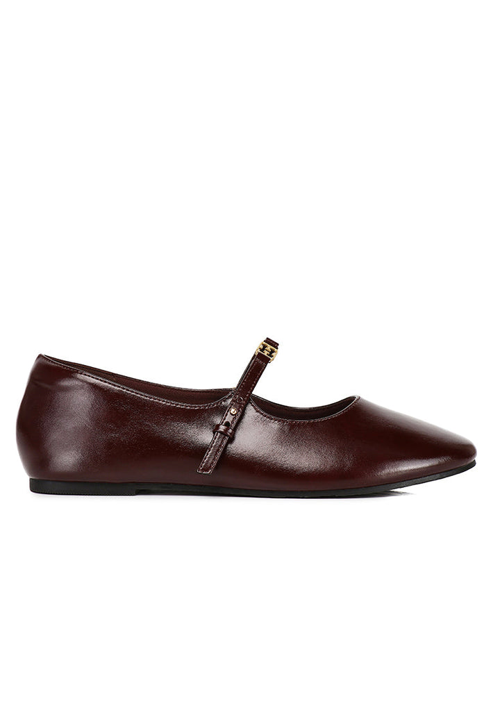 Lucille Mary Jane Flats In Maroon