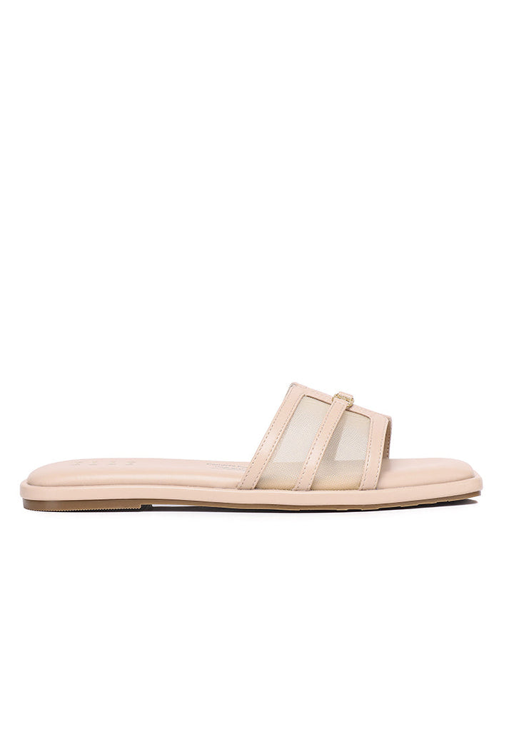 Marine Mesh Microfiber Leather Sandals In Beige