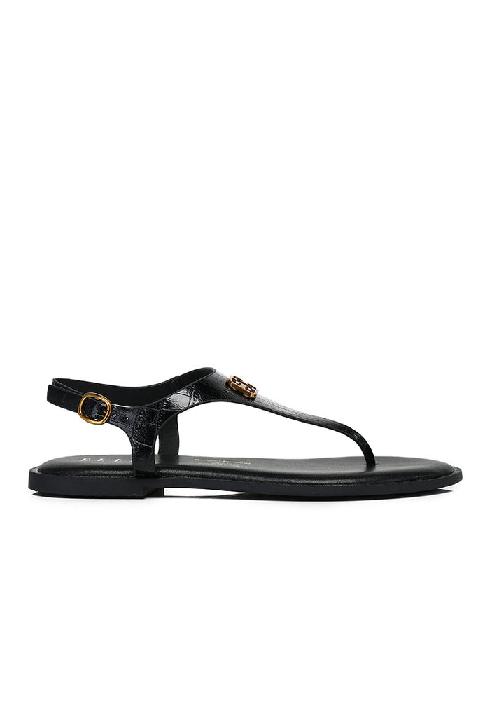 Dora Croc-effect Sling-back Sandals In Black