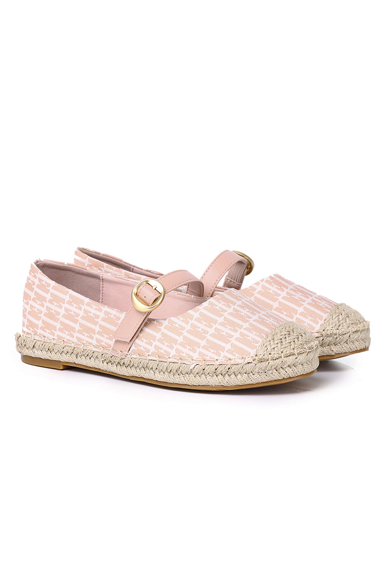 Josephine Woven Espadrille Flats In Blush