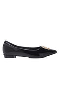 Jacqueline Microfiber Leather Flats & Ballerina In Black