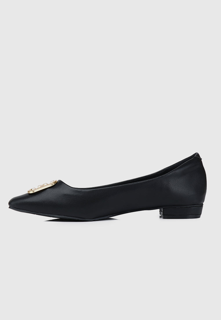 Jacqueline Microfiber Leather Flats & Ballerina In Charcoal