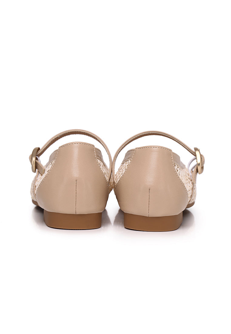 Paloma Microfiber Leather Flats & Ballerina In Beige