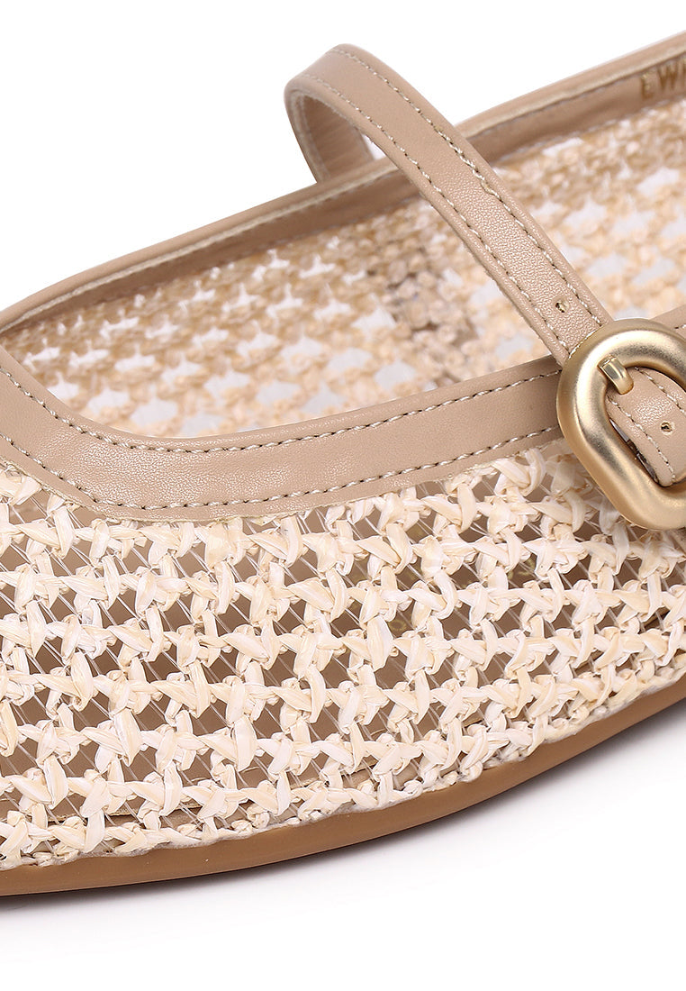 Paloma Microfiber Leather Flats & Ballerina In Beige