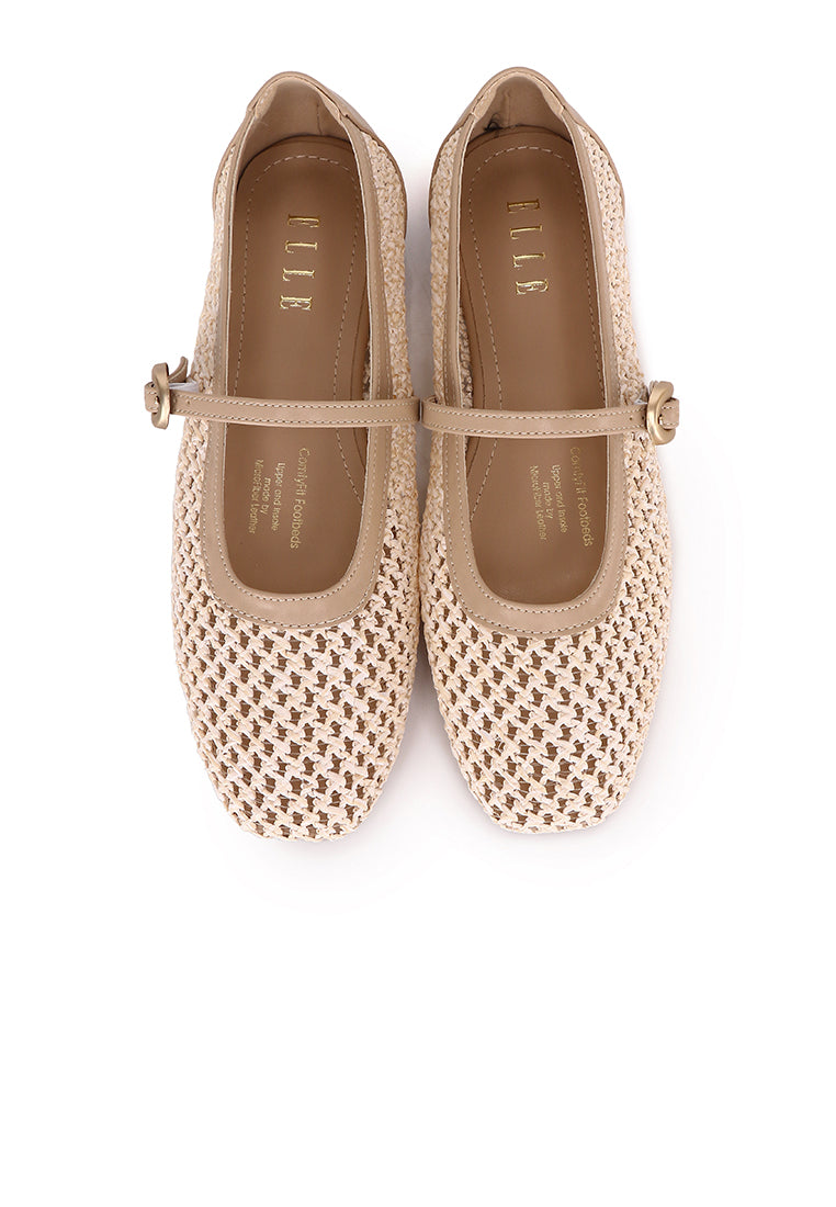 Paloma Microfiber Leather Flats & Ballerina In Beige