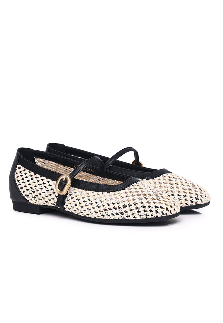 Paloma Microfiber Leather Flats & Ballerina In Black