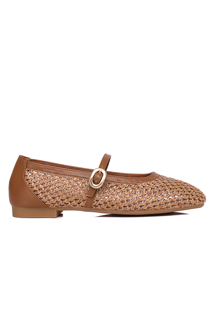 Paloma Microfiber Leather Flats & Ballerina In Tan