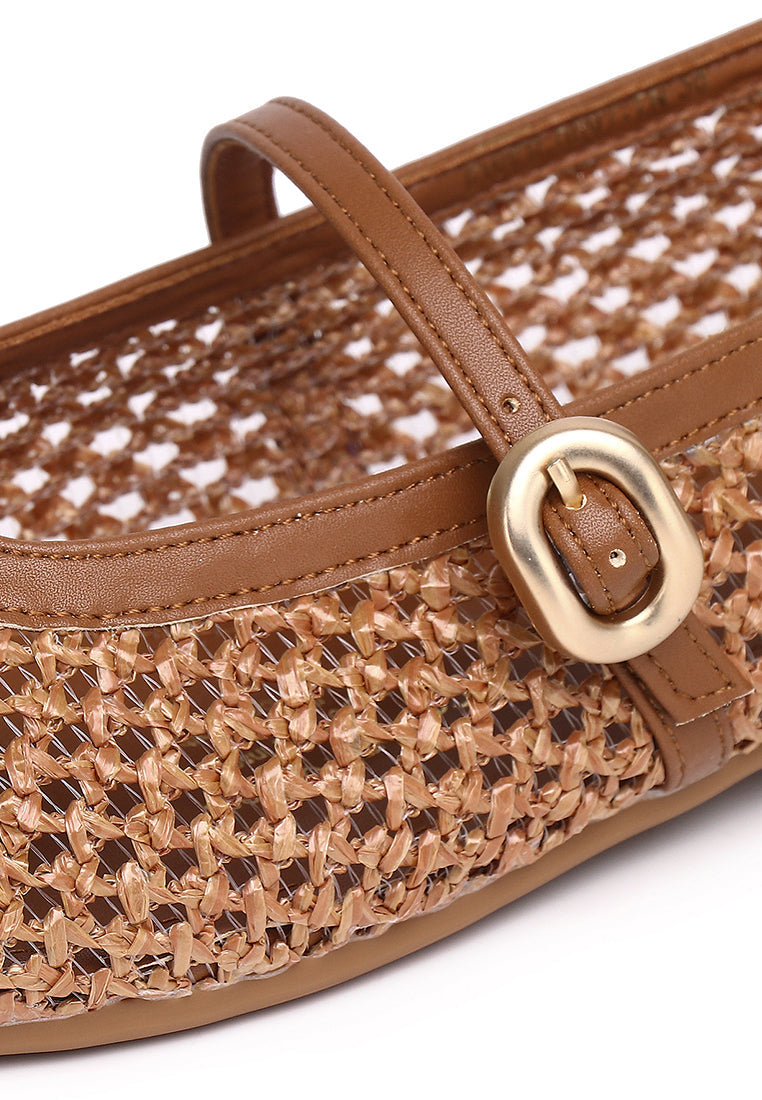 Paloma Microfiber Leather Flats & Ballerina In Tan