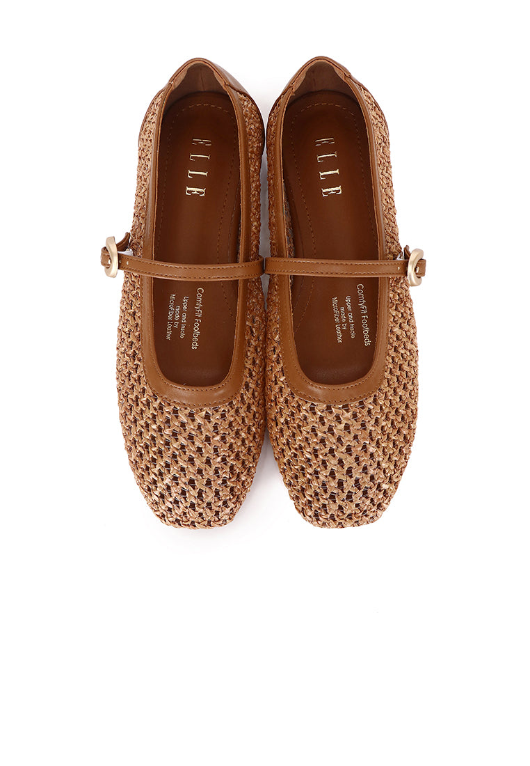 Paloma Microfiber Leather Flats & Ballerina In Tan