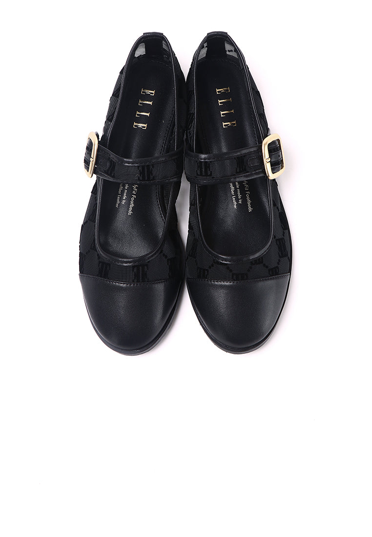 Bela Mesh Microfiber Leather Flats & Ballerina In Black
