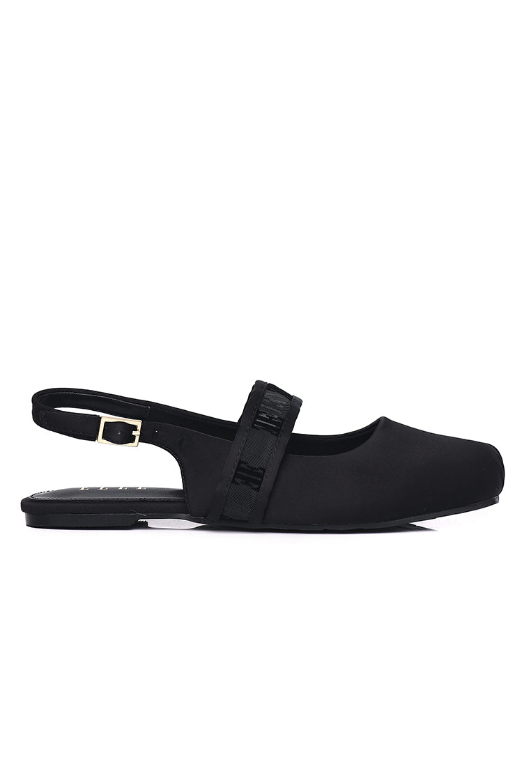 Flerius Mesh Microfiber Leather Flats & Ballerina In Black