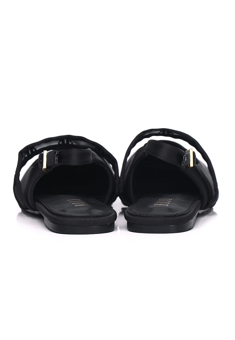 Flerius Mesh Microfiber Leather Flats & Ballerina In Black