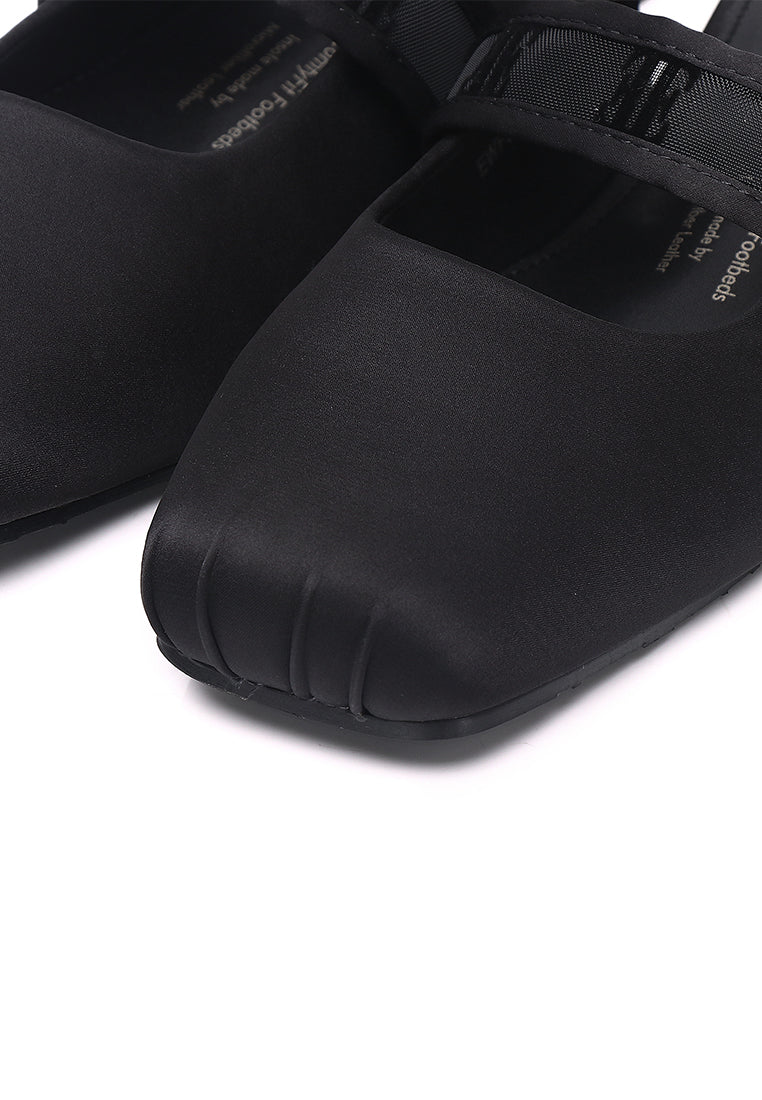 Flerius Mesh Microfiber Leather Flats & Ballerina In Black
