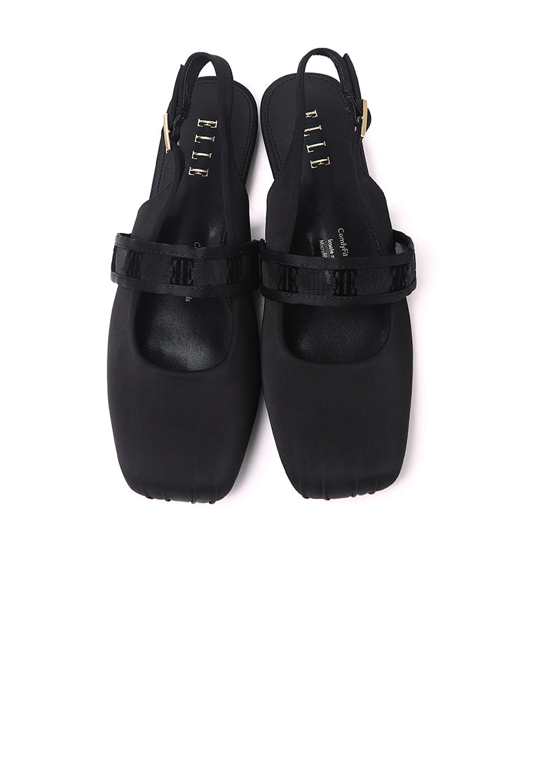 Flerius Mesh Microfiber Leather Flats & Ballerina In Black