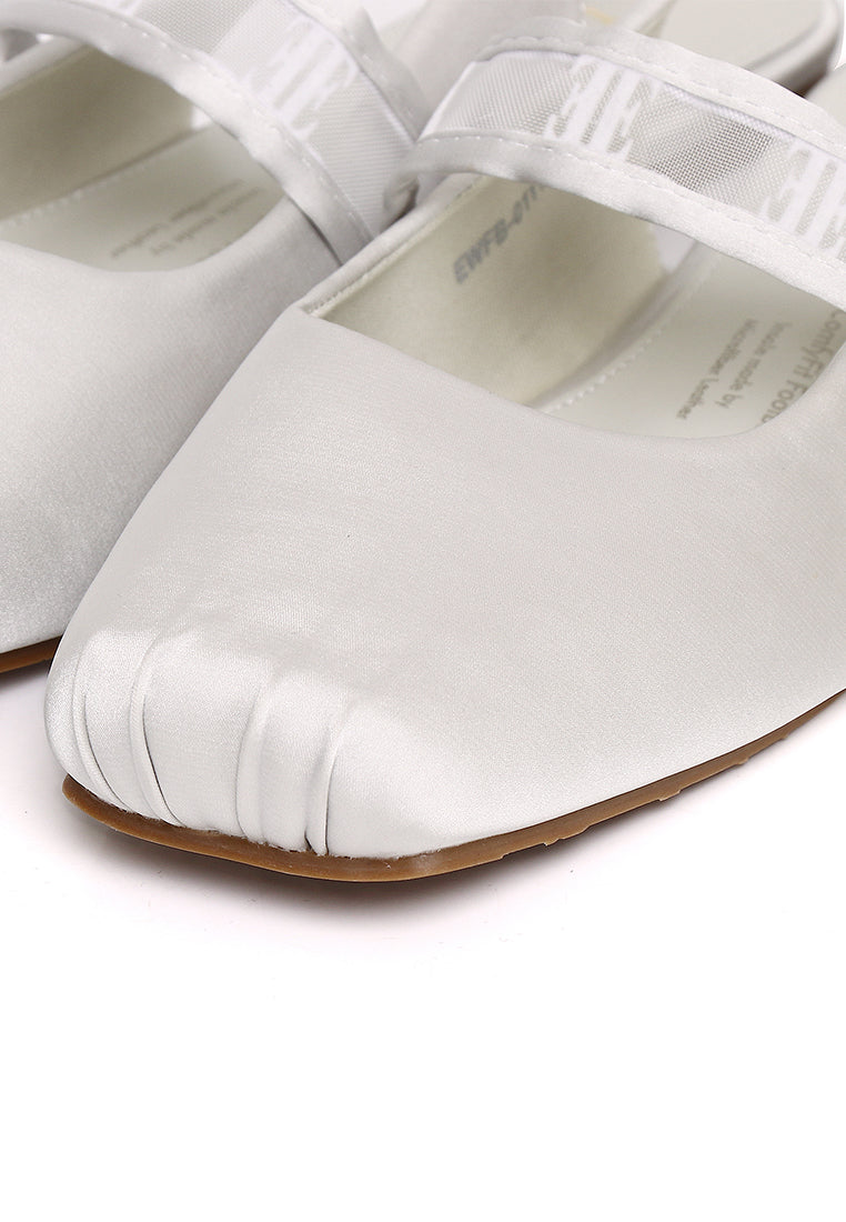 Flerius Mesh Microfiber Leather Flats & Ballerina In White