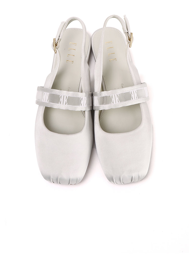 Flerius Mesh Microfiber Leather Flats & Ballerina In White