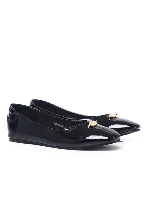 Cindy Patent Microfiber Leather Flats & Ballerina In Black