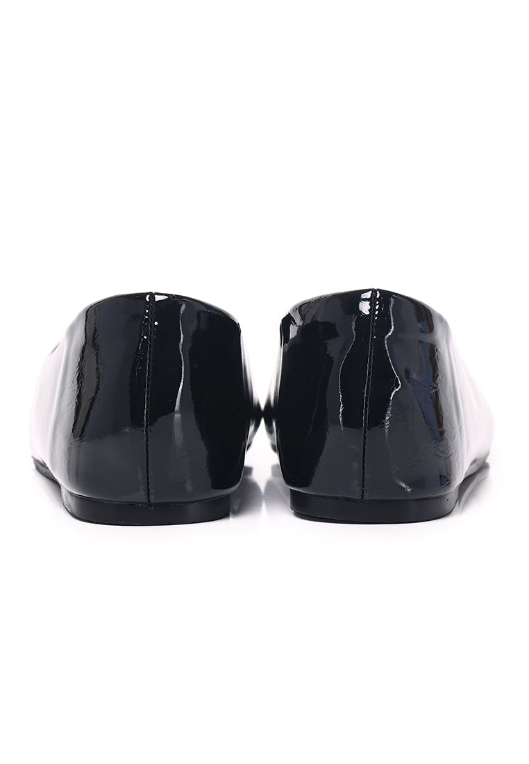 Cindy Patent Microfiber Leather Flats & Ballerina In Black