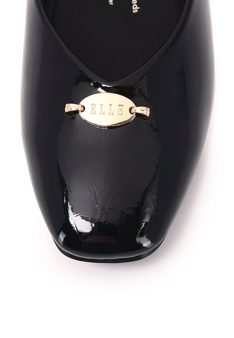 Cindy Patent Microfiber Leather Flats & Ballerina In Black
