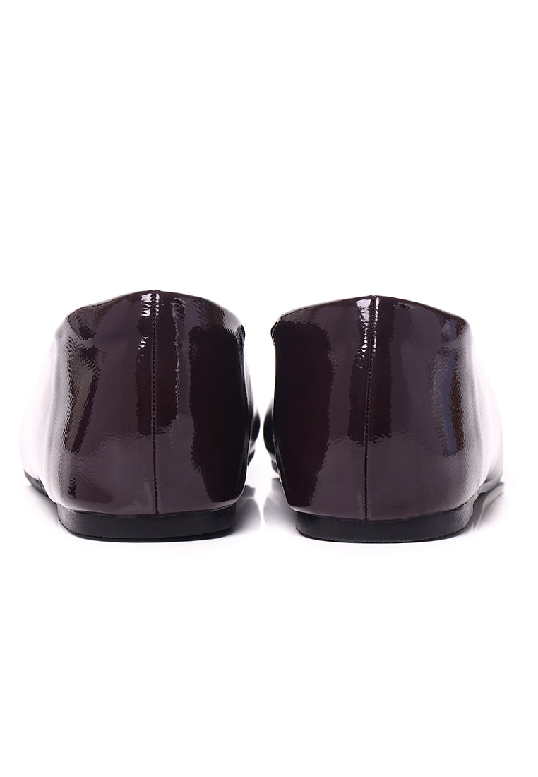 Cindy Patent Flats & Ballerina In Coffee