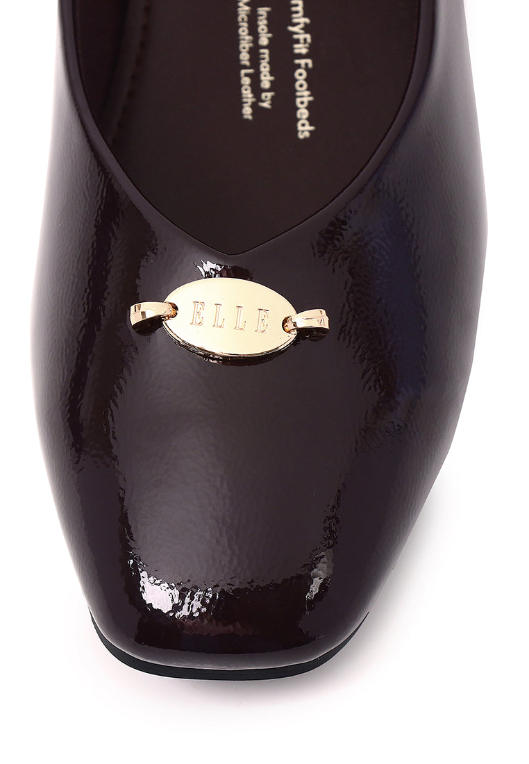 Cindy Patent Flats & Ballerina In Coffee