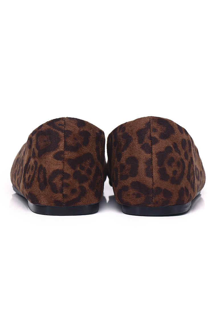 Cindy Leopard-Print Flats & Ballerina In Espresso