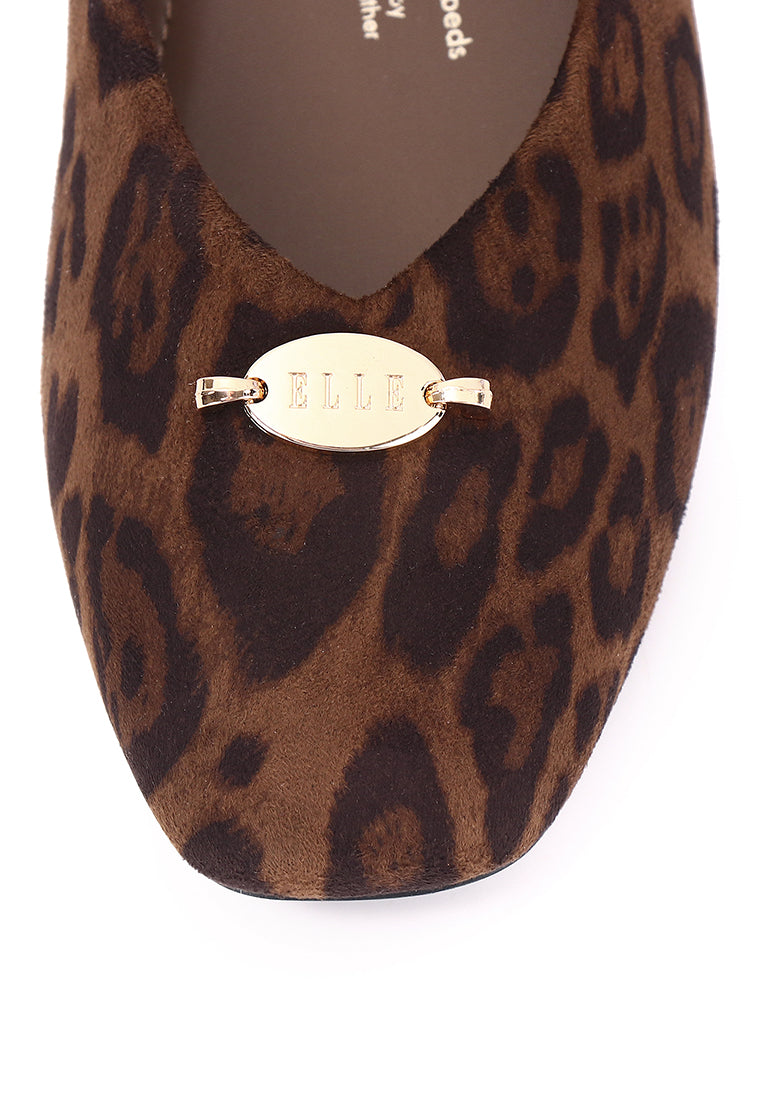 Cindy Leopard-Print Flats & Ballerina In Espresso