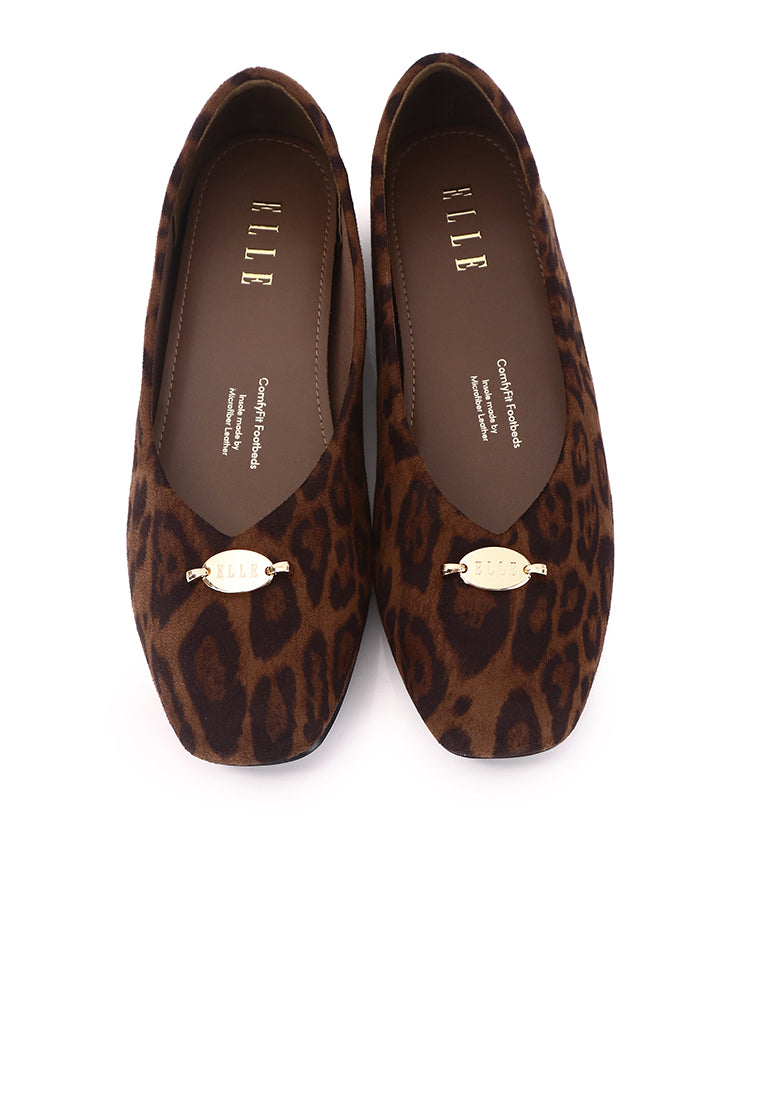 Cindy Leopard-Print Flats & Ballerina In Espresso