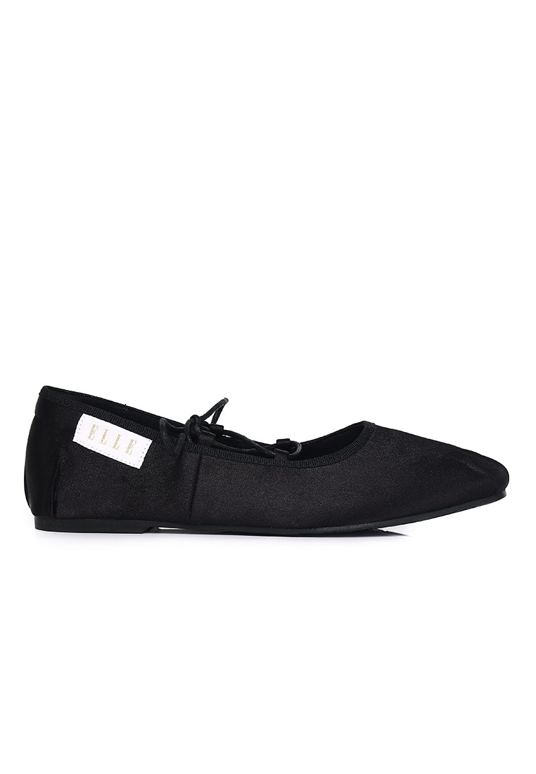 Tiffany Microfiber Leather Flats & Ballerina In Black
