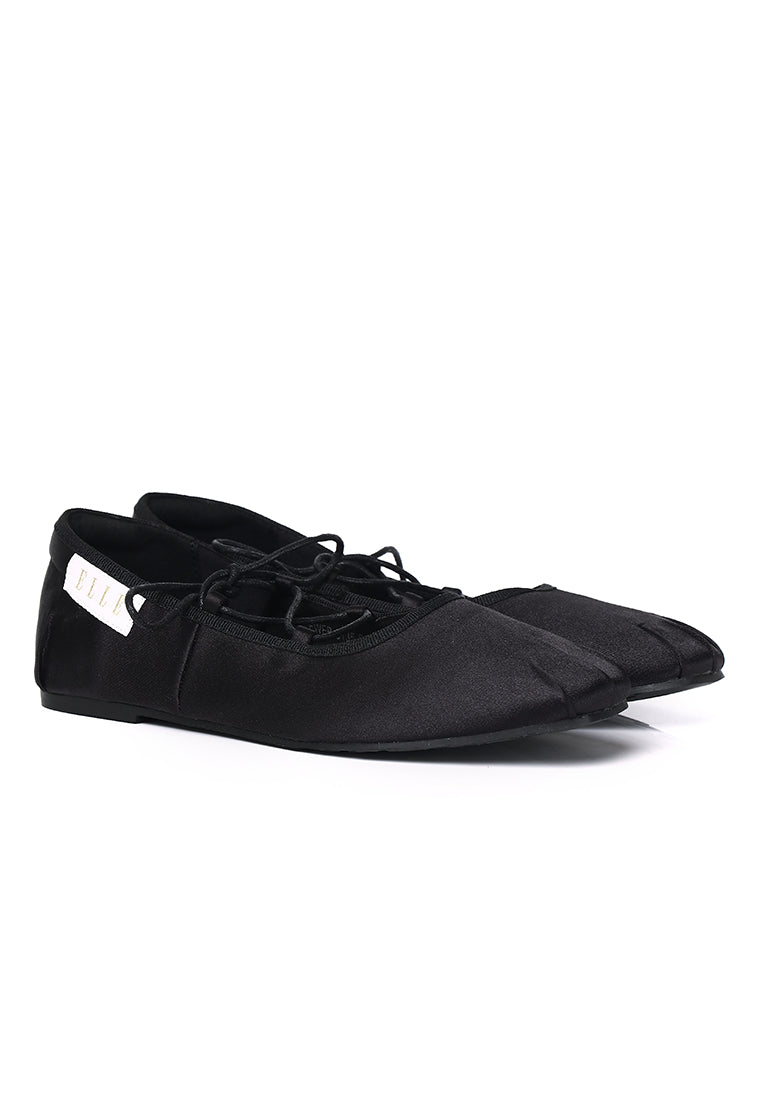 Tiffany Microfiber Leather Flats & Ballerina In Black