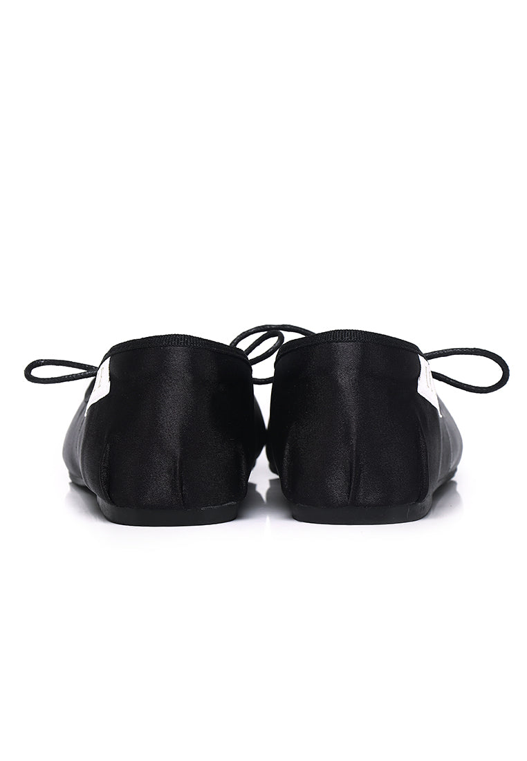 Tiffany Microfiber Leather Flats & Ballerina In Black
