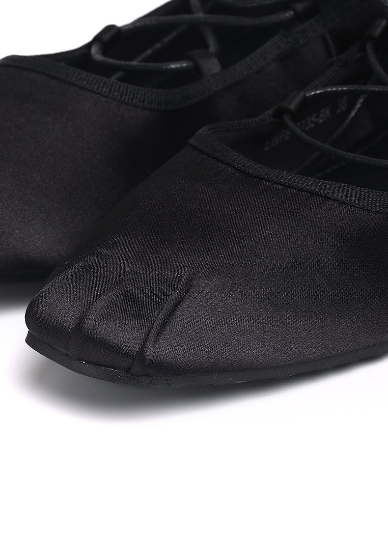 Tiffany Microfiber Leather Flats & Ballerina In Black