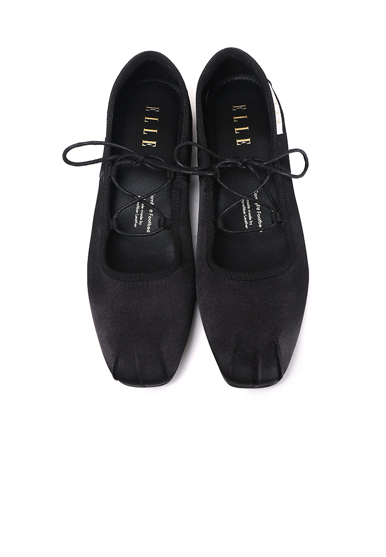 Tiffany Microfiber Leather Flats & Ballerina In Black