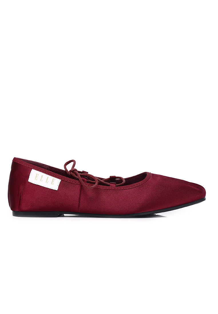 Tiffany Satin Lace-up Ballerinas In Maroon