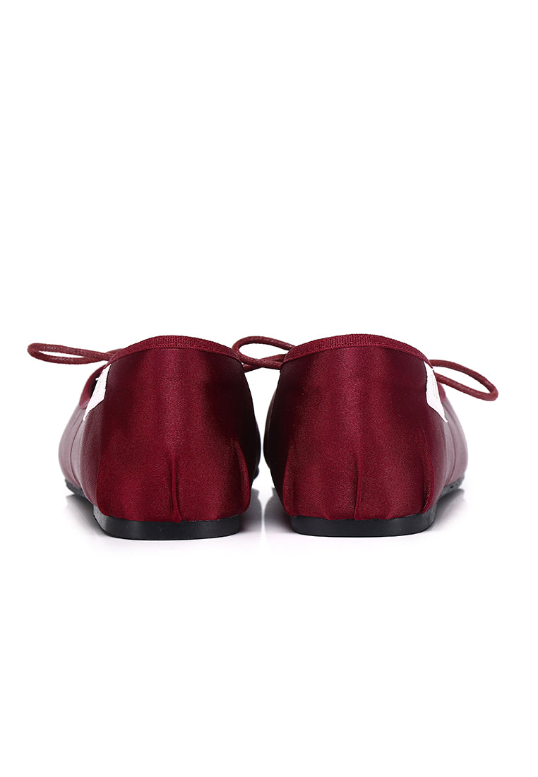 Tiffany Satin Lace-up Ballerinas In Maroon