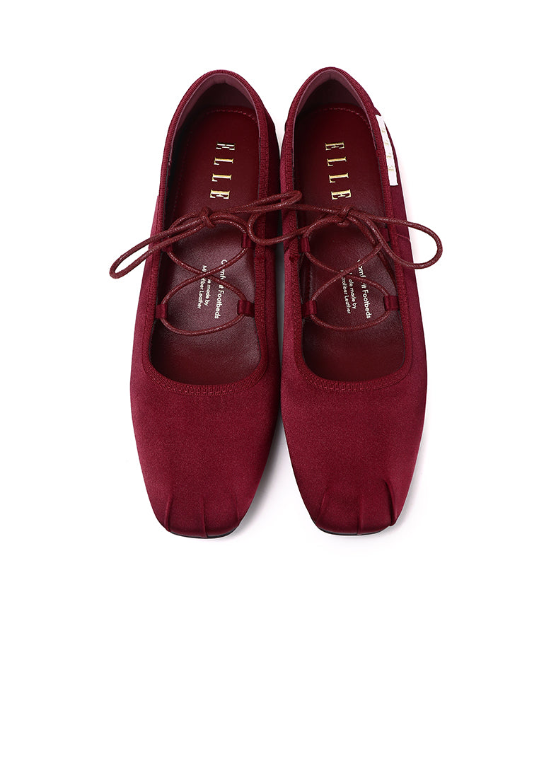 Tiffany Satin Lace-up Ballerinas In Maroon