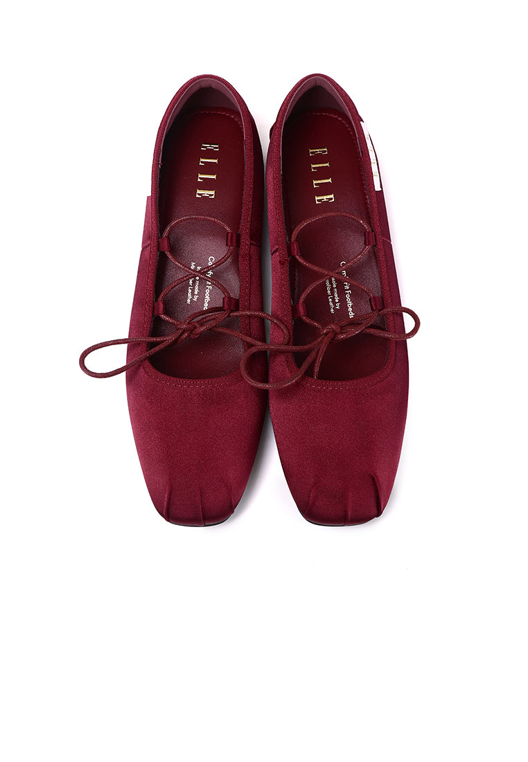 Tiffany Satin Lace-up Ballerinas In Maroon