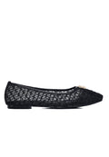 Loom Woven Microfiber Leather Flats & Ballerina In Black