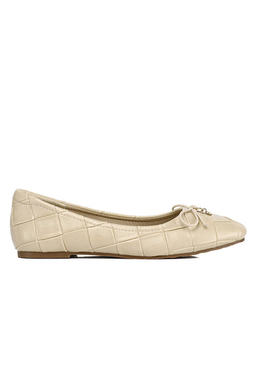 Romy Embossed-Pattern Slip-on Ballerinas In Beige