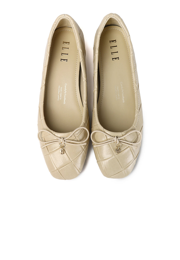 Romy Embossed-Pattern Slip-on Ballerinas In Beige
