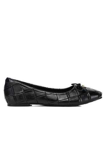 Romy Embossed-Pattern Slip-on Ballerinas In Black
