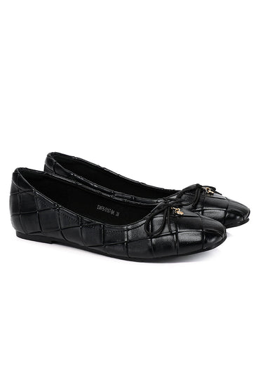 Romy Embossed-Pattern Slip-on Ballerinas In Black