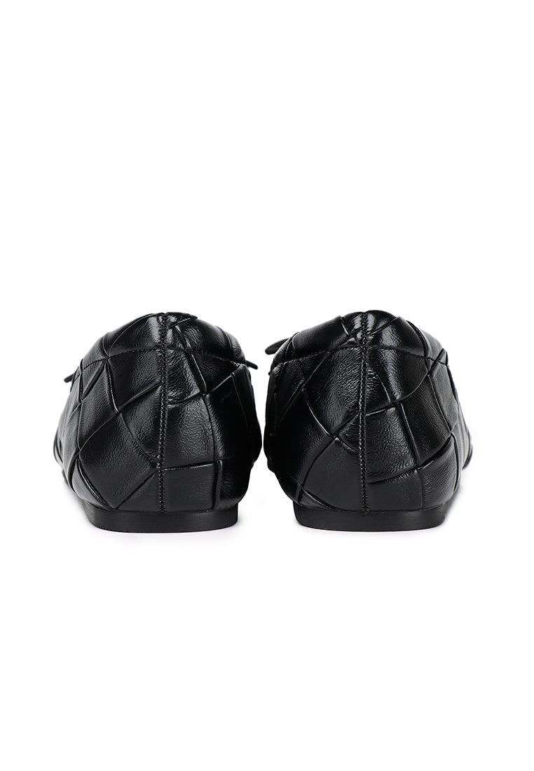 Romy Embossed-Pattern Slip-on Ballerinas In Black