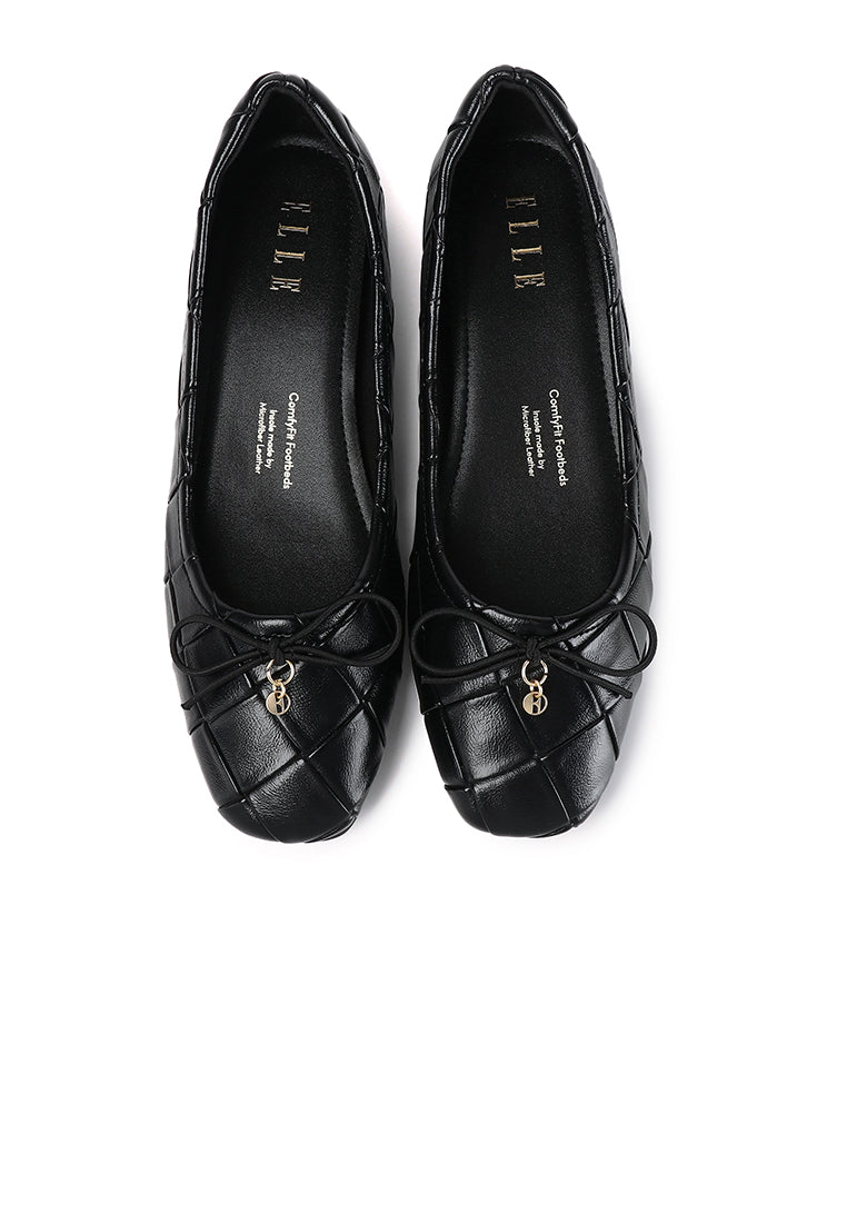Romy Embossed-Pattern Slip-on Ballerinas In Black