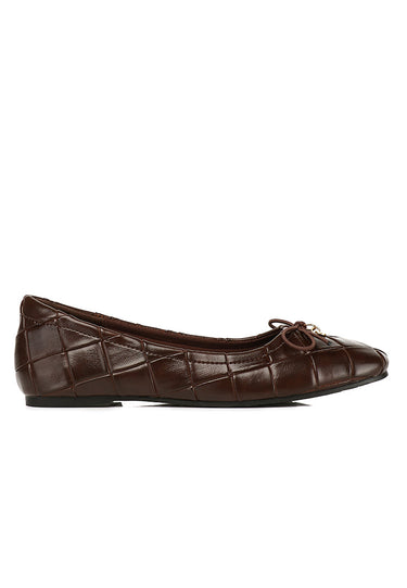 Romy Embossed-Pattern Slip-on Ballerinas In Espresso