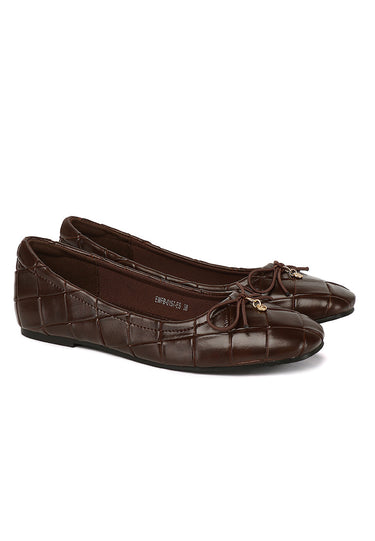 Romy Embossed-Pattern Slip-on Ballerinas In Espresso
